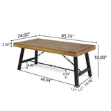 Outdoor Acacia Wood Coffee Table, Teak Finish / Rustic Metal Brown and Black, 27.25"D x 45.75"W x 62348.00