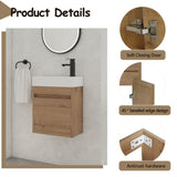18'' Floating Wall-Mounted Bathroom Vanity with White Resin Sink & Soft-Close Cabinet Door W99936260