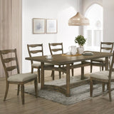 Beige and Weathered Oak Side Chair with Ladder Back B062P209273