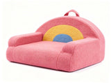Kids Armchair Toddler Reading Sofa, Full Compression, Teddy Velvet Cute Red Rainbow Shape Kids Sofa 70138544