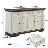 Farmhouse Style Kitchen Storage Cabinet, Large Wall Cabinet with Drawers and Doors in Roman Column W2393P300547