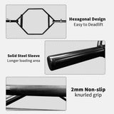 Black Hex Bar Solid Steel Sleeve 1000lbs Weight Capacity Trap Bar Deadlift Bar with Knurled Handles, 18670584