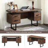 ZNTS Home Office Computer Desk with/Hanging Letter-size Files, 59 inch Writing Study Table with 84027027