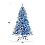 ZNTS 6FT Pre-Lit Hinged Artificial Fir ChristmasTree, Xmas Snow Flocked Artificial Holiday Christmas PX292921AAM