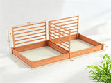 Oak Fir Wood Raised Garden Bed with 3 Climbing Trellises, 2 Large Open-Base Planting Boxes Modular 62292275