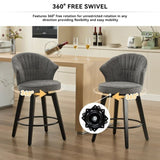 008-Wing Back Swivel Bar Stools Set of 2 - 25" Counter Height Adjustable Stools with Solid Wood Legs W2636P239834