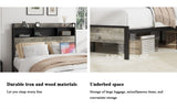 Full size bed frame, wooden platform bed frame, with storage and 2 USBs, no noise, no need for box W636P315847