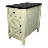 Farmhouse End Table Bedside Table with Charging Station,Night Stand with Barn Door and Drawer, W1412P230408