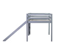 Twin Low Loft Bed with Slide, Ladder, Safety Guardrails, Rubber Wood Twin Loft Bed,Grey W504P218522
