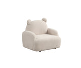 Raelynn 25.5"W Beige Sherpa Bear-Shaped Kids Armchair B061P236766