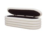 Fuji 49" Upholstered Oval Storage Bench, Ivory White Boucle B2719P238464