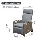 Outdoor Recliner Chair, Patio Recliner with Hand-Woven Wicker, Flip Table Push Back, Adjustable W1859P196424