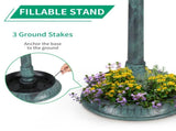 51*51*106cm Plastic Round Birdbath with Solar Ligh Dark Green 42033650