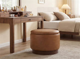 Brown 360&deg Swivel Storage Ottoman, 43.1845.72cm Faux Leather Vanity Stool with 26.50L Hidden 48888737