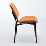A&A Furniture, Dining Chairs Set of 2 Mid Century Modern Retro Faux Leather Chair with Walnut W1143P191788