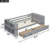 Twin Size Daybed with Shelves and Drawers, Gray WF324220AAE