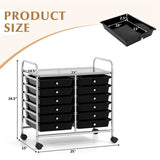 12-Drawer Rolling Storage Cart - 2-Row 10-Storey, Multicolor Drawers, 4 Wheels , -Black 46116279