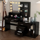 Large Makeup Vanity with Lights, Vanity Table with Charging Station, Vanity Desk with Mirror and 10 34862814