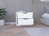 Double Drawer Nightstand 19"H, Bedside Table, White B097133026