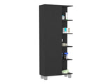 Linen Single Door Cabinet 62" H, Five External Shelves, Four Interior Shelves, Black B097133199