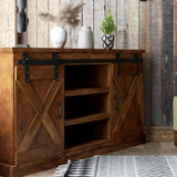 56 inch Corner TV Stand for TVs up to 60 inches, No Assembly Required, Aged Whiskey Finish GL-B108P160154