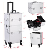 ZNTS 3 in 1 Aluminum Cosmetic Makeup Case Tattoo Box Silver 05913846