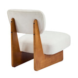 Modern Beige Lounge Chair with Polyester Upholstery, Sturdy Wood Base With Natural N767P241702N