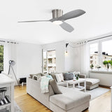 52 Inch Flush Mount Ceiling Fan with Dimmable Led Light 3 ABS Fan Blades Reversible DC Motor For W934P211139