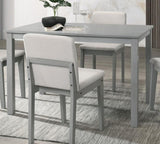 ZNTS Grey Finish 5pc Room Set Table 4x Chairs Beige Fabric Chair Seat Kitchen Breakfast B011118999