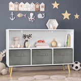 ZNTS Kids bookcase with Collapsible Fabric Drawers, Children's Book Display, Toy Storage Cabinet 11190729