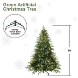 Artificial 5ft Green Christmas Tree with 1419 PE/PVC Mixed Branch Tips, 300L warm white led, Steel 42598236