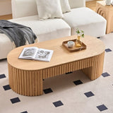 51.18'' Oval Wood Coffee Table With Drawer Mid Century Modern Coffee Table Unique Coffee Table for W876P246438