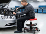 Red Rolling Mechanic Stool with 2-Tier Tool Storage Trays, PU Leather Pneumatic Height 80411664