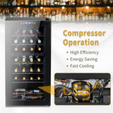 Dual Zone Wine and Beverage Refridgerator, 28 Bottle Wine Fridge with Independent Temperature 97057086