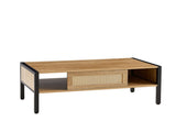40.16" Rattan Coffee table, sliding door for storage, metal legs, Modern table for living room , W1265121739