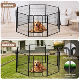 ZNTS Dog Playpen Indoor Outdoor, 32" Height 8 Panels Fence with Anti-Rust Coating, Metal Heavy Portable W1134142985