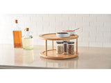 Kitchen Organizer Bamboo Turntable 2-Tier Spice Rack, 10.04 DIA x 6.89 in 46289726