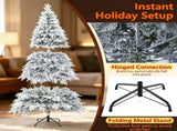 7FT Pre-Lit Snow Flocked Cypress Artificial Christmas Tree, Color Changing LED Lights 9 Modes, 33182324