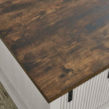 41.3 Inch Coffee Table Storage and Sliding Wood Door, Farmhouse and Industrial Cocktail Table W1781P268238