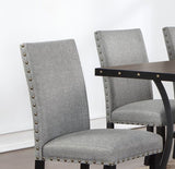 Grey Fabric Modern Set of 2 Dining Chairs Plush Cushion Side Chairs Nailheads Trim Wooden Chair B011119660