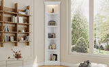 83.4"Tall Modern Corner Shelf,5 Tier Corner Bookcase with LED Light, Storage Standing Shelf Unit, N751P191709K