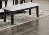1pc Transitional Upholstered Dining Bench Light Gray Upholstery Black Finish Legs Nailhead Tufted B011P196929