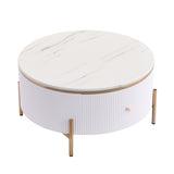 Modern Round Coffee Table with 2 large Drawers Storage Accent Table N735P211280K