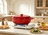6-Quart Cast Iron Enamel Pot Includes Two Cloth Mitts and a Cloth Trivet 03268984
