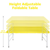 4ft Yellow Portable Folding Table Indoor&Outdoor Maximum Weight 135KG Foldable Table for Camping 64401046