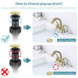 Bathroom Faucet 2-Handle Brushed Gold with Aerator, Swan Style 4-inch Centerset Vanity Sink with T3177P277484