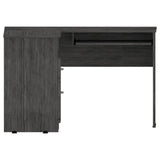 Mix L-Shaped Desk, Keyboard Tray, Two Drawers, Single Open Shelf -Smokey Oak B20091963