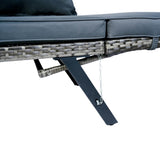 1 PCS Patio Wicker Side Foldable Bench Patio Backyard Conversation Bench Grey Wicker Dark Grey W329P285874