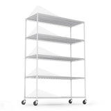 ZNTS 5 Tier 6000lbs Heavy Duty Adjustable Storage Rack Metal Shelf Wire Shelving Unit with Wheels & Shelf W155083058