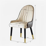 Dining Chairs Set of 2, Chair with PU Leather White and brown metal legs for Living Kitchen 52041293